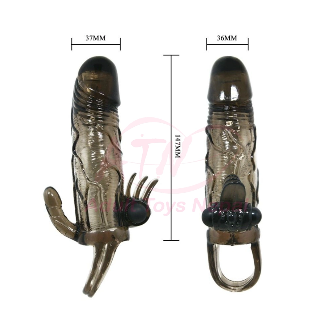 Black Silicone Penis Extender Sleeve | Reusable Condom photo 3