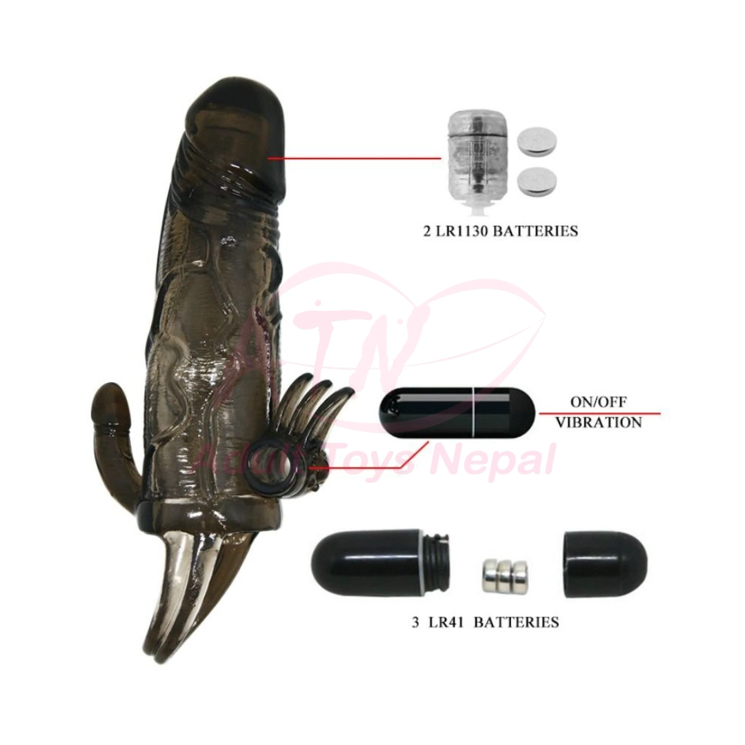 Black Silicone Penis Extender Sleeve | Reusable Condom photo 2