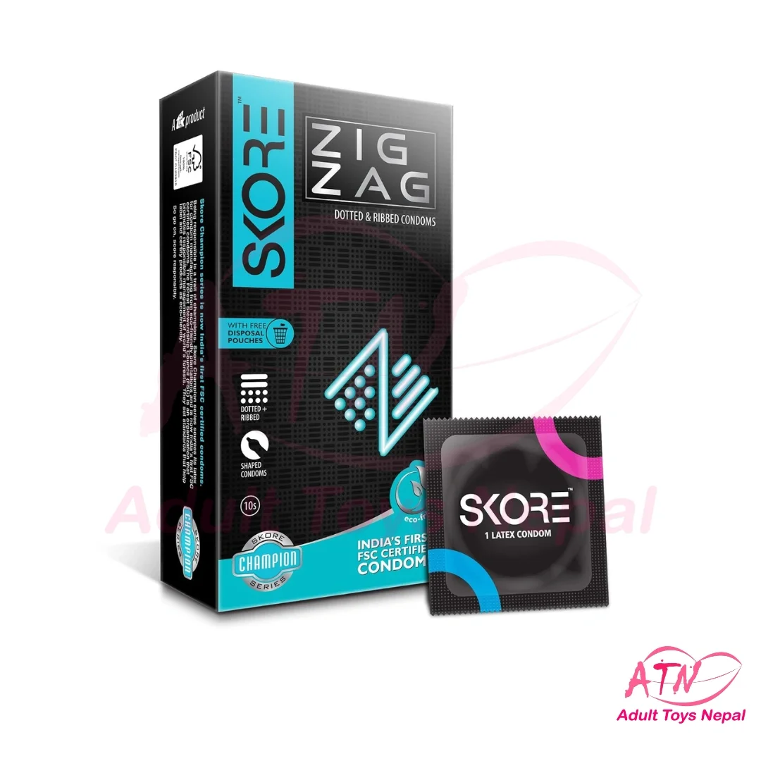 SKORE ZIGZAG Dotted and Ribbed Condoms 1 pack (10 Pieces)