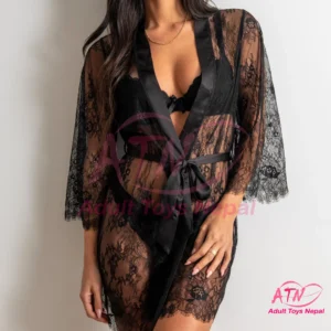 For Your Eyes Only Floral Lace Short Robe (1)